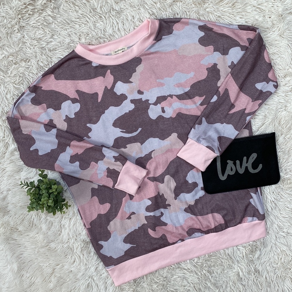 Hp And The Why Camo Sweatshirt Pink Gray & Burgun… - image 1